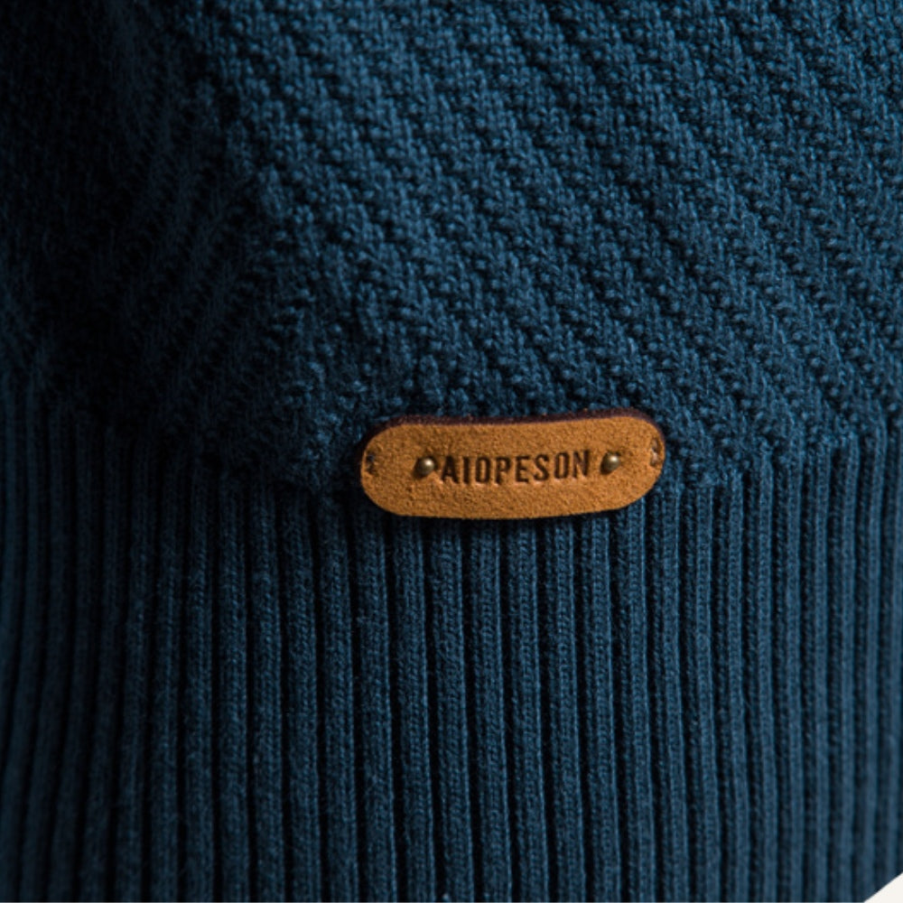 Suéter Masculino Zíper Frontal Falcone Arno Tricô Elegante Gola Alta
