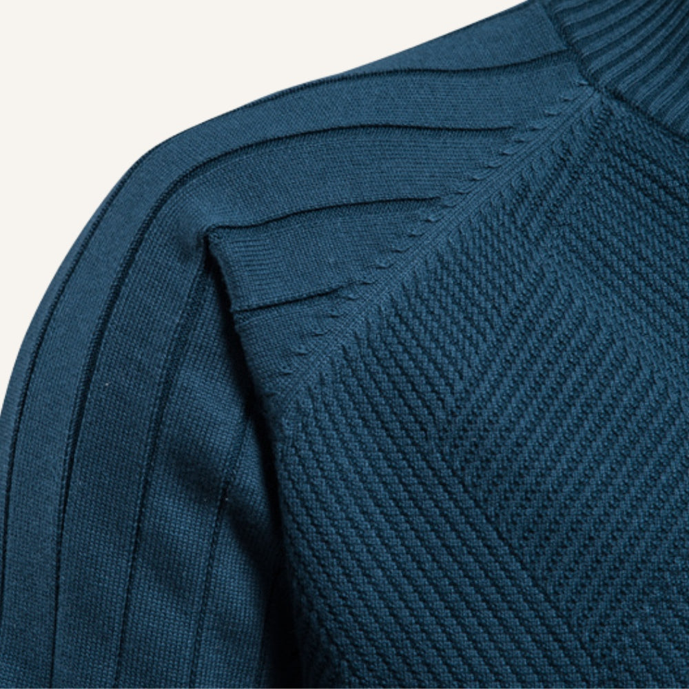 Suéter Masculino Zíper Frontal Falcone Arno Tricô Elegante Gola Alta