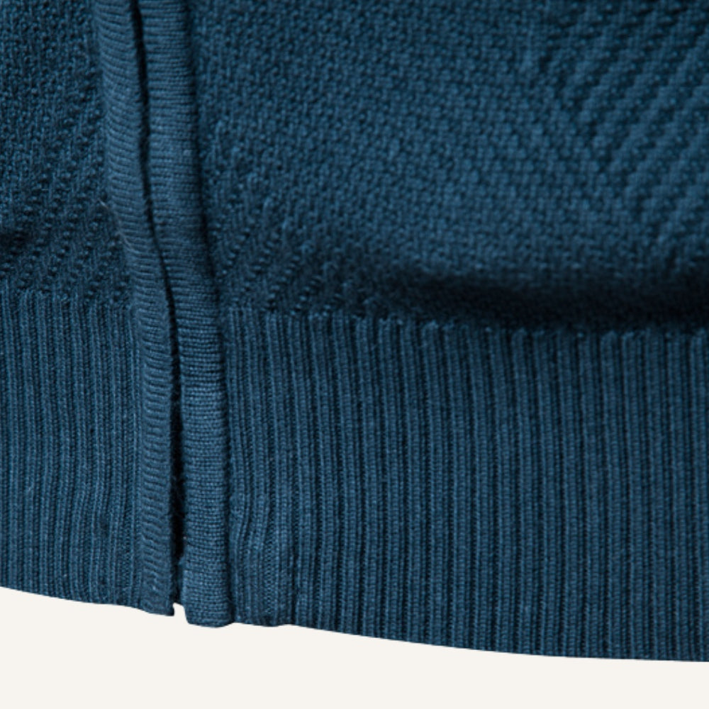 Suéter Masculino Zíper Frontal Falcone Arno Tricô Elegante Gola Alta