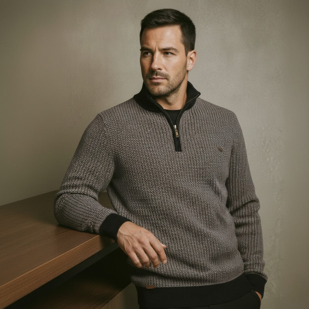Suéter Tricô Masculino Meio Zíper Castelli Premium e Sofisticado