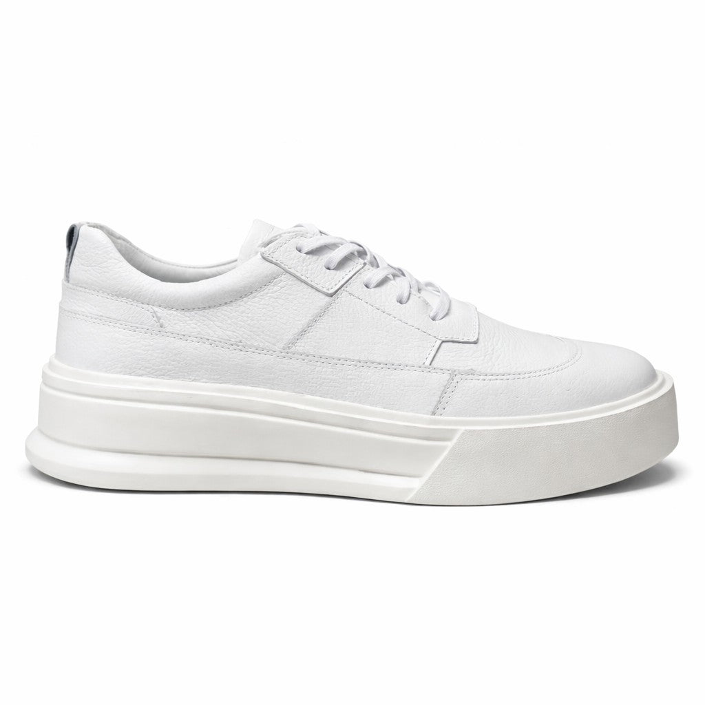Tênis Masculino Casual Couro Legítimo Solado Branco Venezia