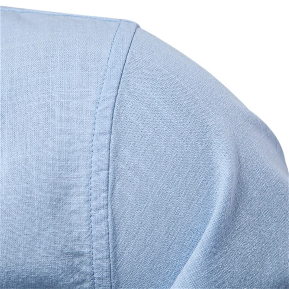 Camisa Masculina 100% Algodão Gola Alta Manga Longa Casual Pádua