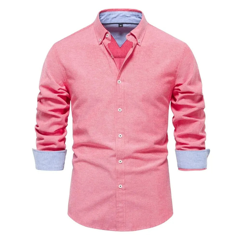 Camisa Masculina Oxford Slim Fit Manga Longa Trieste