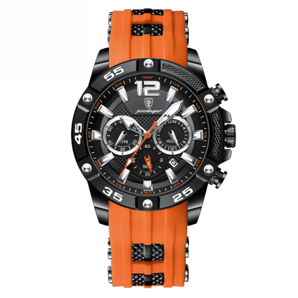 Relógio Masculino Pulseira de Silicone Quartzo Alpino – cor Laranja / Preto