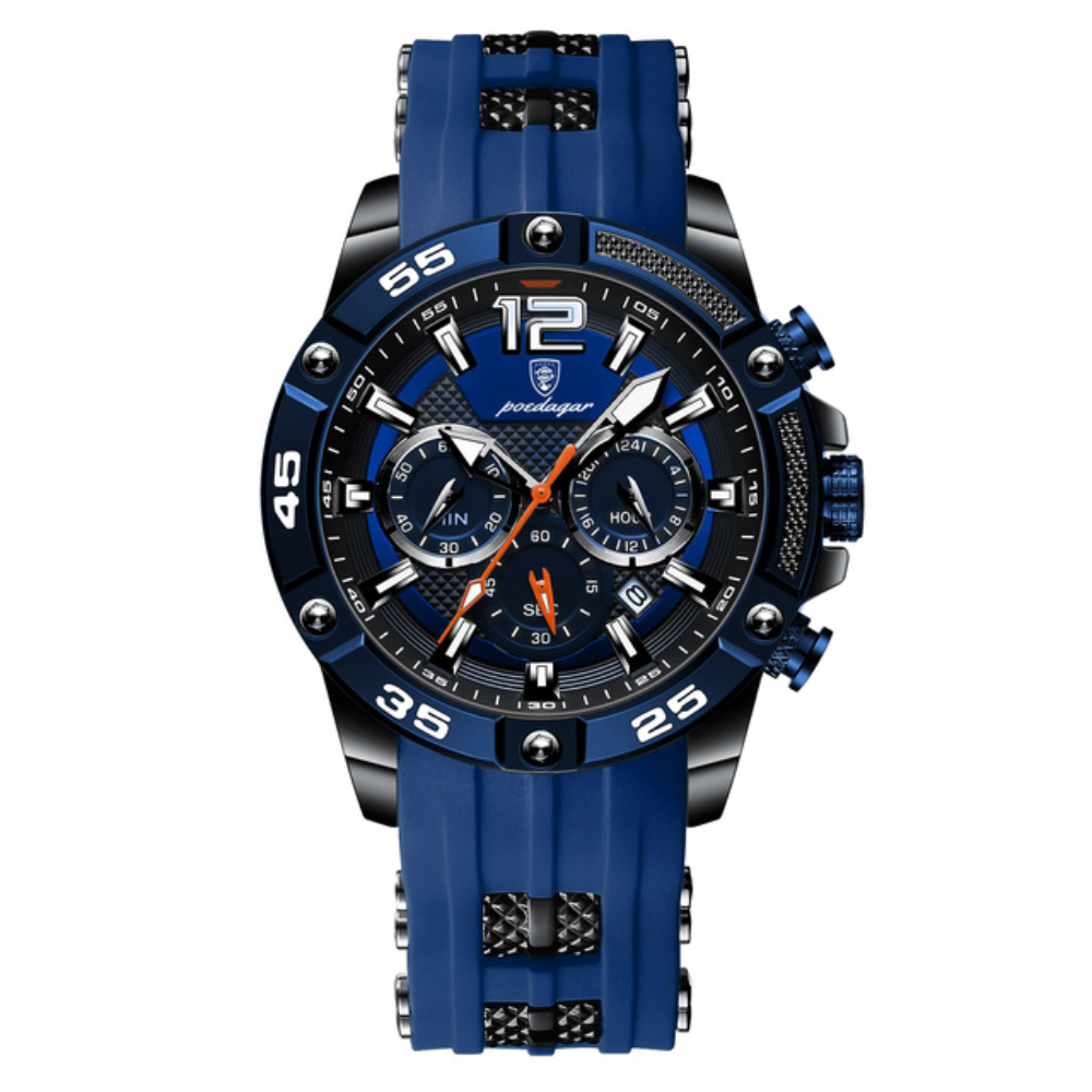 Relógio Masculino Pulseira de Silicone Quartzo Alpino – cor Azul / Preto