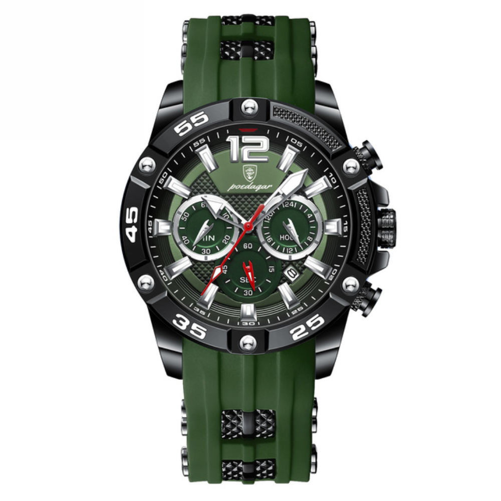 Relógio Masculino Pulseira de Silicone Quartzo Alpino – cor Verde / Preto