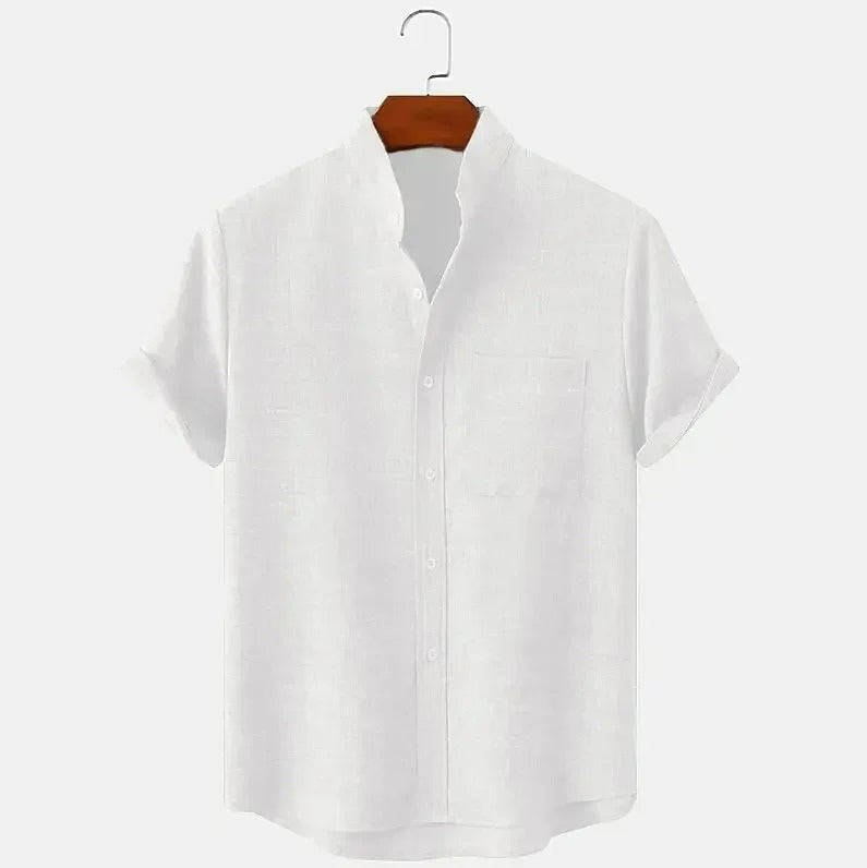 FEGKZLI Moda masculina manga curta 100% algodão camisa de linho casual camisas de praia soltas de grandes dimensões
