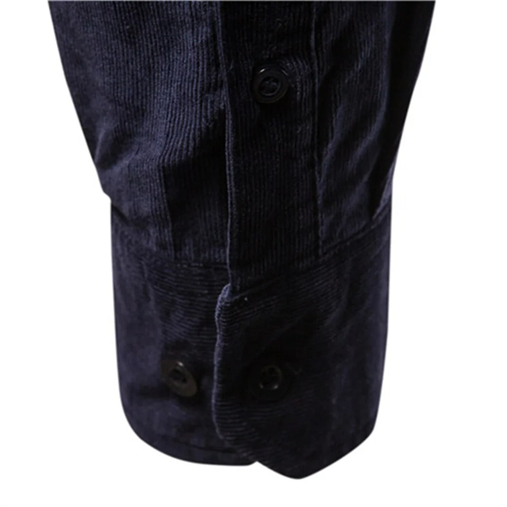 Camisa Masculina de Veludo 100% Algodão Slim Fit Manga Longa Módena