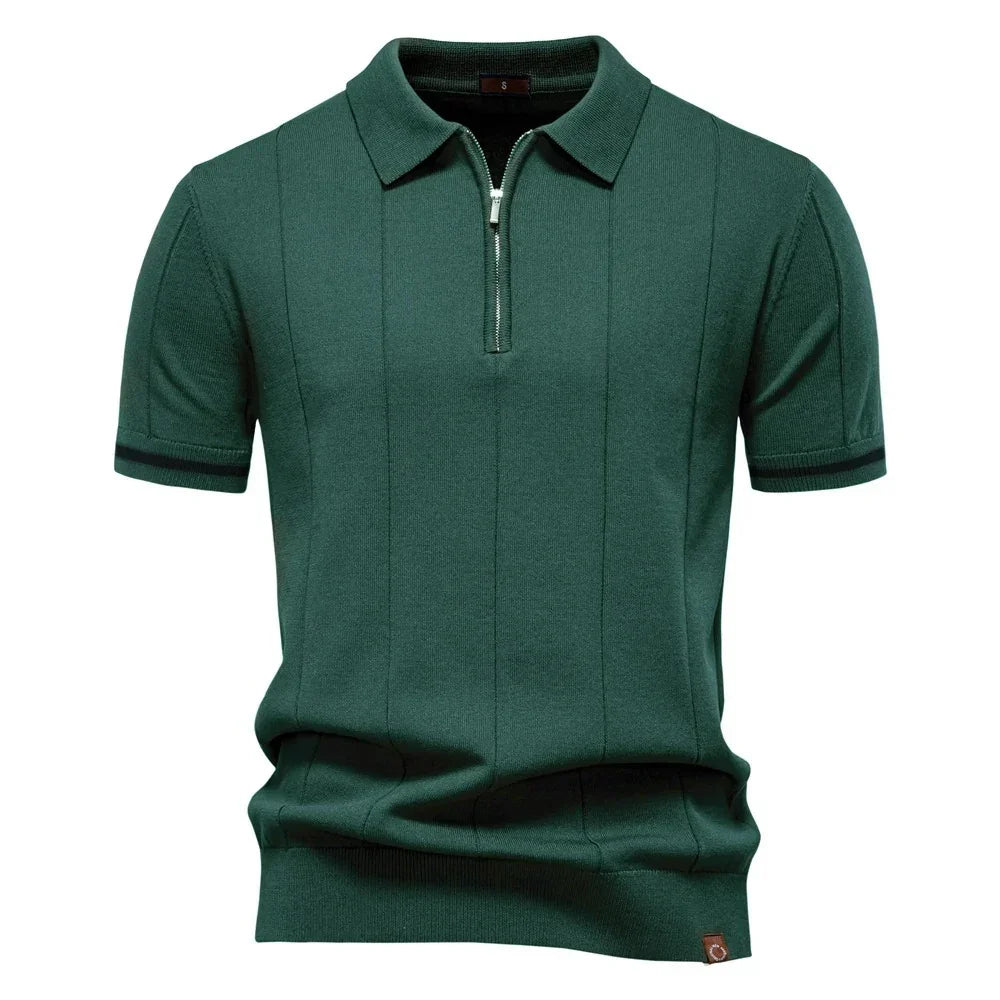 Camisa Polo Masculina Slim Fit Com Meio Zíper Vicenza