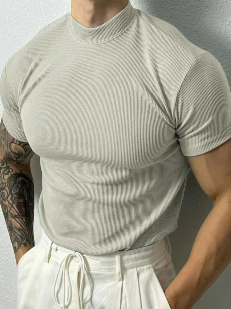Camiseta Masculina Slim Fit Gola Alta Esportiva Bergamo