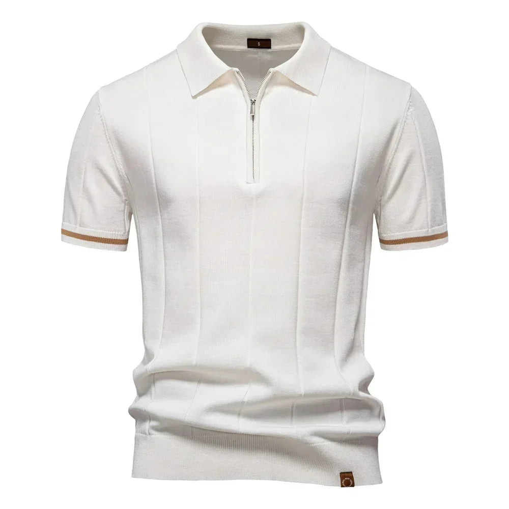 Camisa Polo Masculina Slim Fit Com Meio Zíper Vicenza