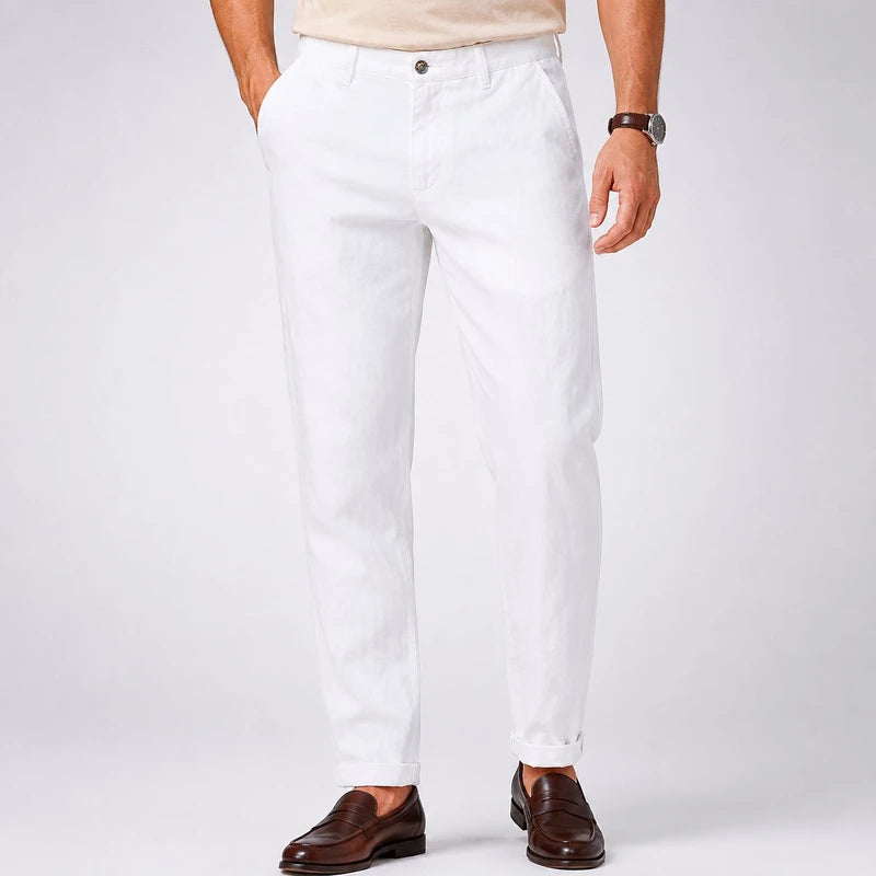 Calça Masculina em Linho Slim Fit Old Money Capri - vista 8