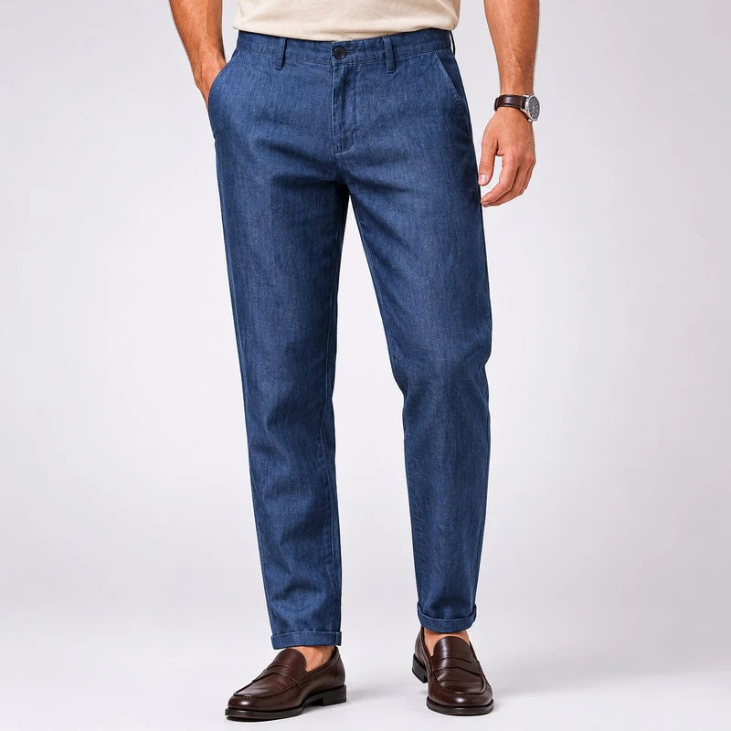 Calça Masculina em Linho Slim Fit Old Money Capri