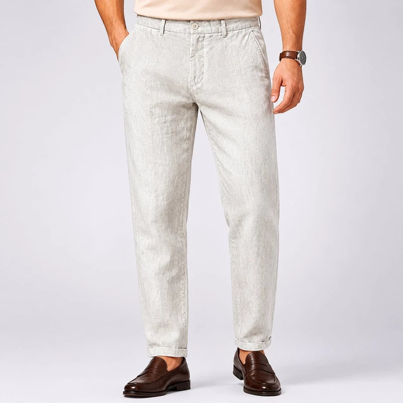 Calça Masculina em Linho Slim Fit Old Money Capri - foto principal