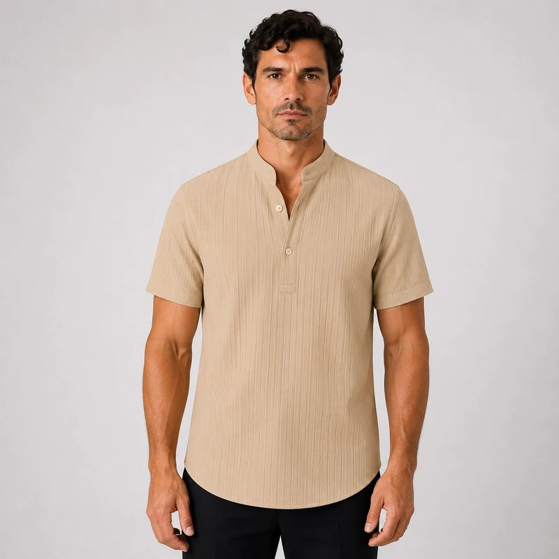 Camisa Masculina Gola Padre Plissada Old Money Richelieu