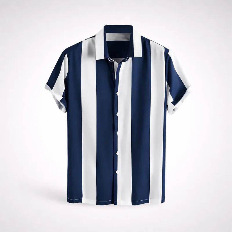 Camisa Masculina Listrada Old Money Manga Curta Portofino