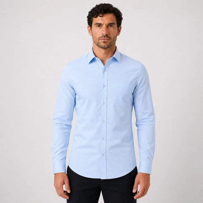 Camisa Social Masculina Slim Fit Manga Longa Formal Palermo