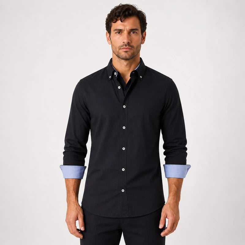 Camisa Masculina Oxford Slim Fit Manga Longa Trieste