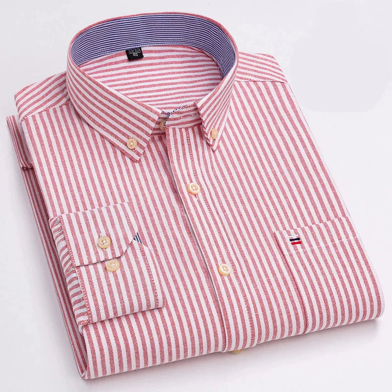 Camisa Masculina Listrada Manga Longa Algodão Premium Elegante