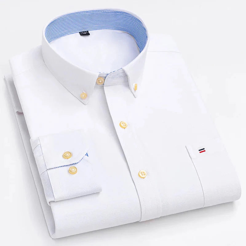 Camisa Masculina Oxford Manga Longa Ancona Algodão Premium Social Casual