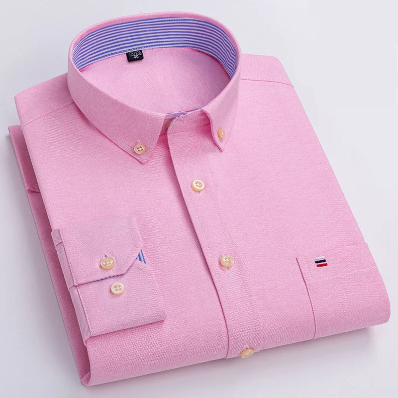 Camisa Masculina Oxford Manga Longa Ancona Algodão Premium Social Casual