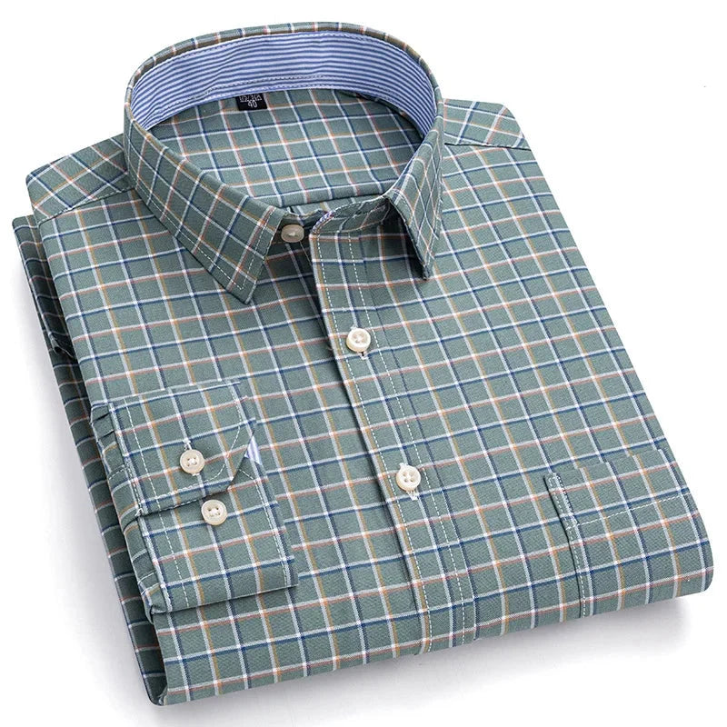 Camisa Masculina Xadrez Manga Longa 100% Algodão Premium