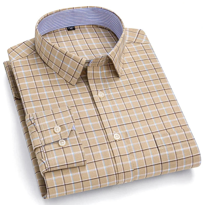 Camisa Masculina Xadrez Manga Longa 100% Algodão Premium