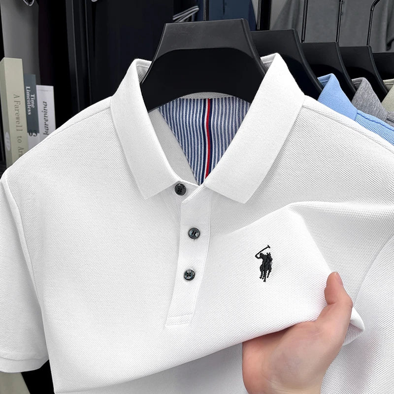 Camisa Polo Masculina 100% Algodão Bordado Gola Polo Casual Elegante