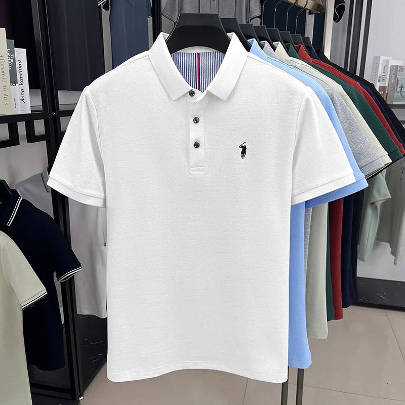 Camisa Polo Masculina 100% Algodão Bordado Gola Polo Casual Elegante