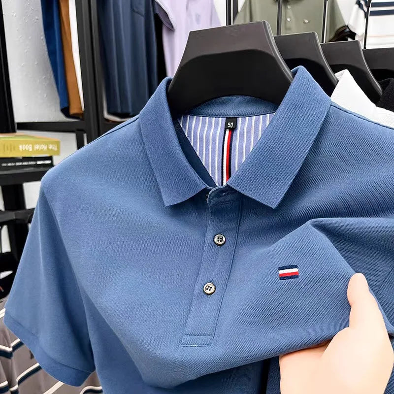 Camisa Polo Masculina 100% Algodão Bordada Gola Polo Casual Elegante