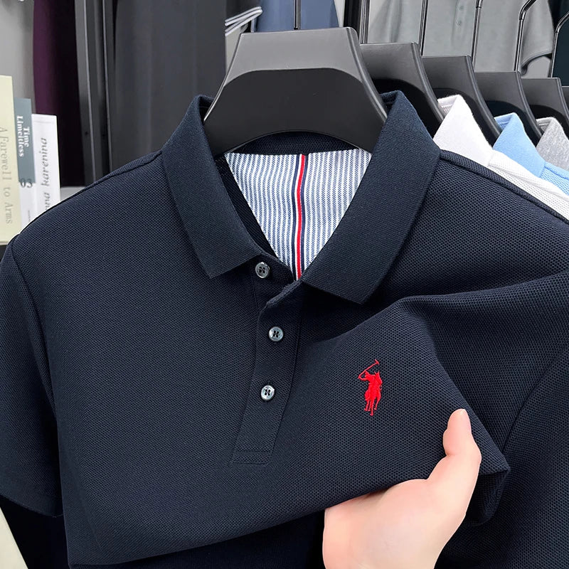 Camisa Polo Masculina 100% Algodão Bordado Gola Polo Casual Elegante
