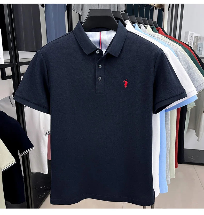 Camisa Polo Masculina 100% Algodão Bordado Gola Polo Casual Elegante