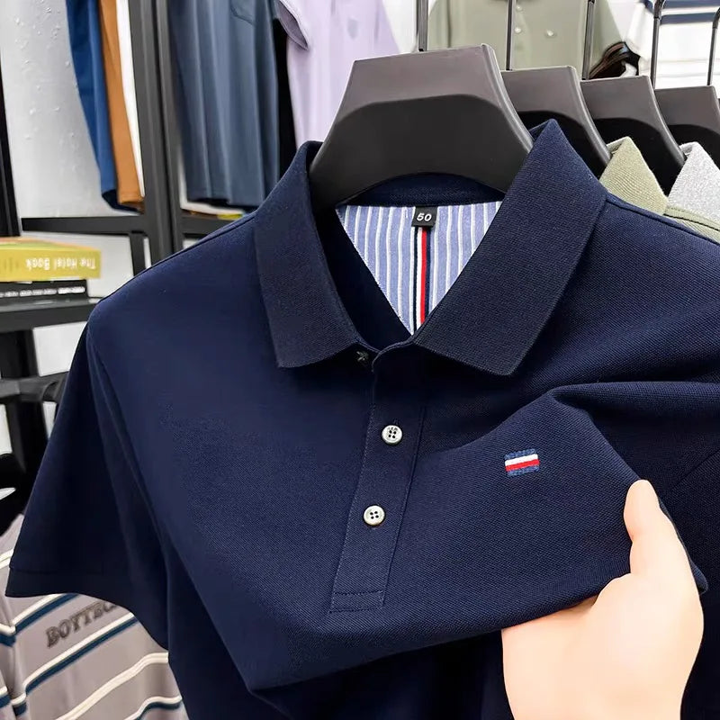 Camisa Polo Masculina 100% Algodão Bordada Gola Polo Casual Elegante