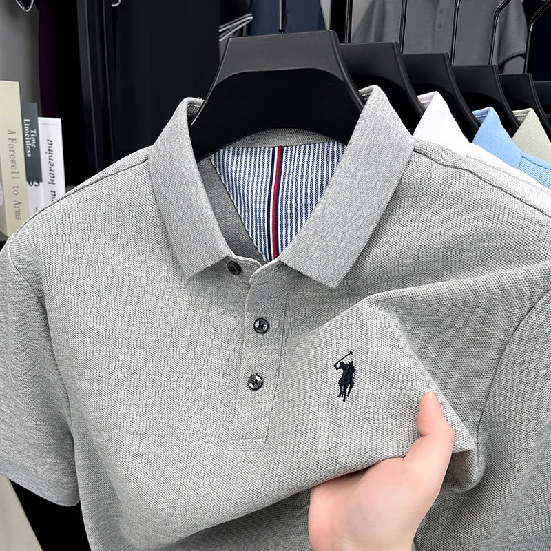 Camisa Polo Masculina 100% Algodão Bordado Gola Polo Casual Elegante