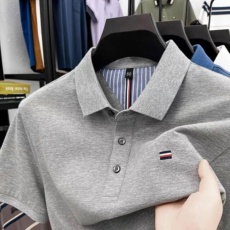 Camisa Polo Masculina 100% Algodão Bordada Gola Polo Casual Elegante