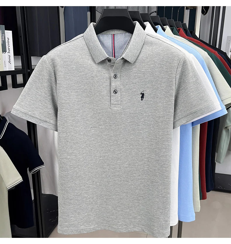 Camisa Polo Masculina 100% Algodão Bordado Gola Polo Casual Elegante