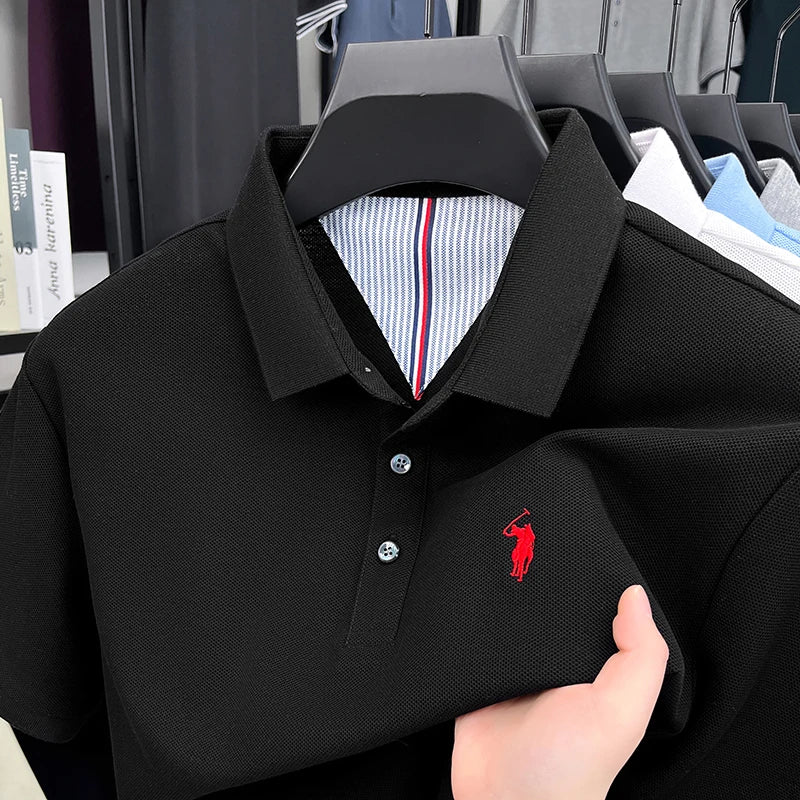 Camisa Polo Masculina 100% Algodão Bordado Gola Polo Casual Elegante