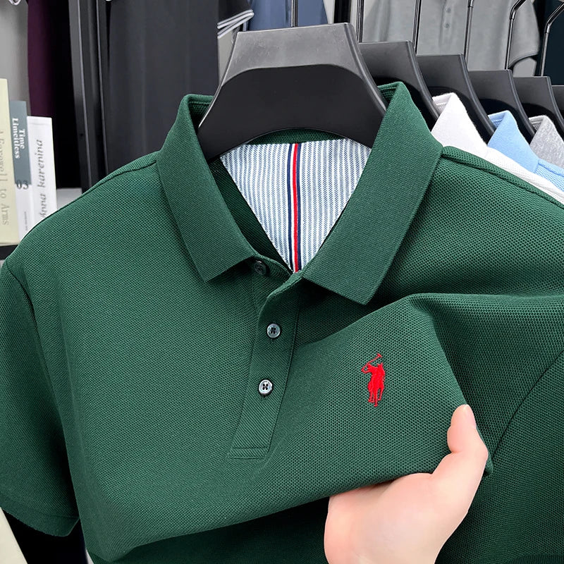 Camisa Polo Masculina 100% Algodão Bordado Gola Polo Casual Elegante