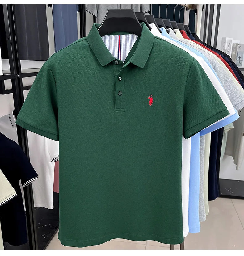 Camisa Polo Masculina 100% Algodão Bordado Gola Polo Casual Elegante