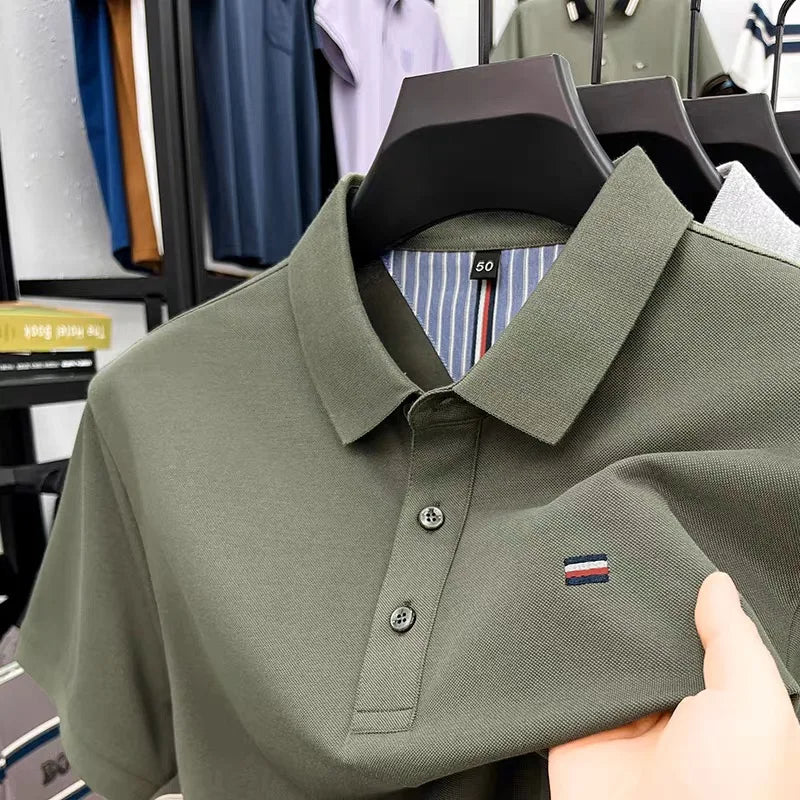 Camisa Polo Masculina 100% Algodão Bordada Gola Polo Casual Elegante