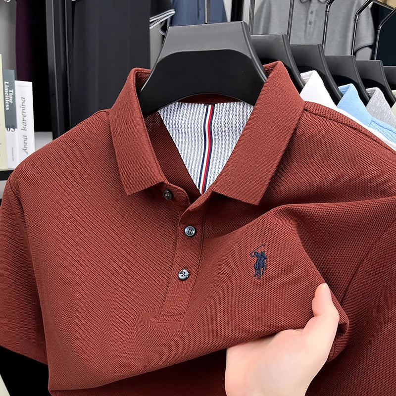 Camisa Polo Masculina 100% Algodão Bordado Gola Polo Casual Elegante