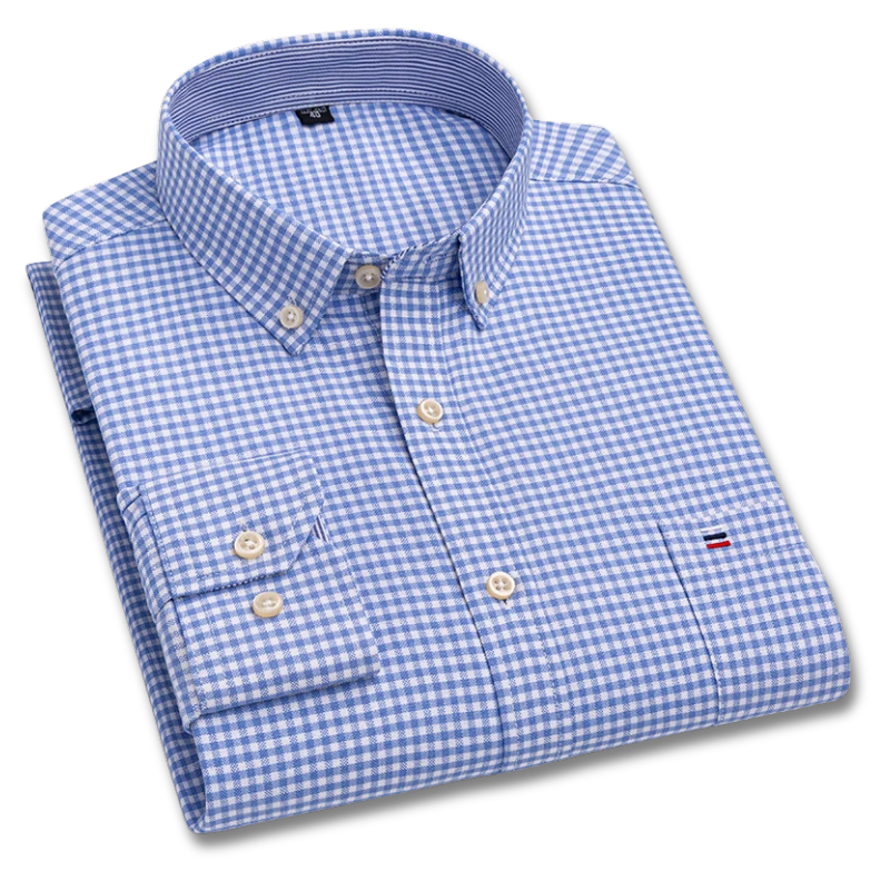 Camisa Masculina Mini Xadrez Manga Longa 100% Algodão Modena