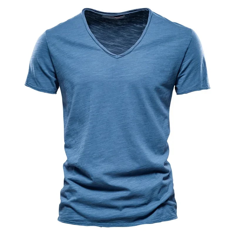 Camiseta Masculina 100% Algodão Slim Fit Gola V Palermo