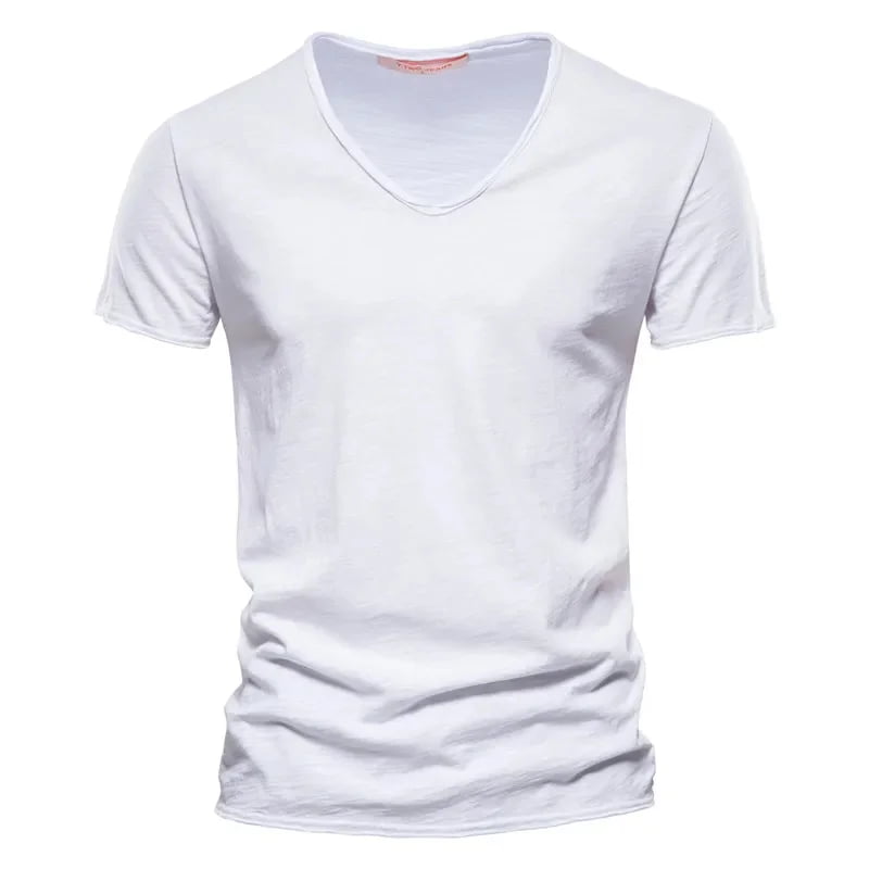 Camiseta Masculina 100% Algodão Slim Fit Gola V Palermo