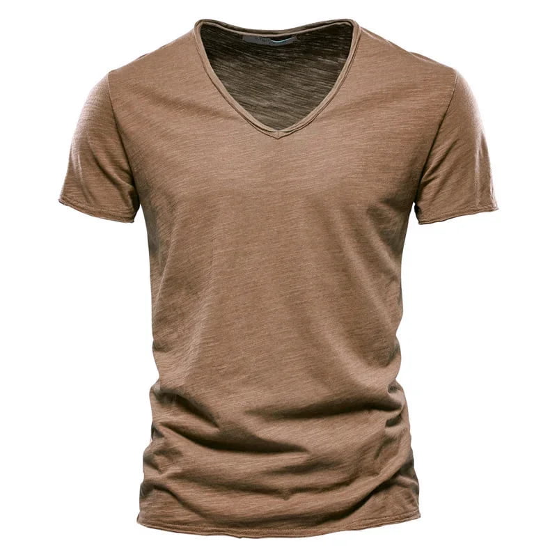 Camiseta Masculina 100% Algodão Slim Fit Gola V Palermo
