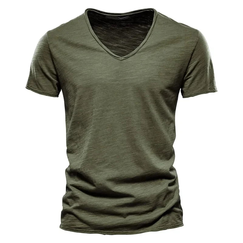Camiseta Masculina 100% Algodão Slim Fit Gola V Palermo