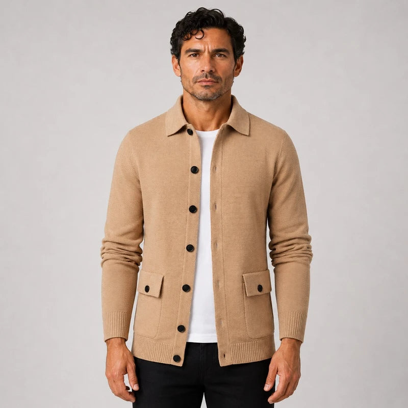 Cardigan Masculino Gola Virada Slim Fit Ravello