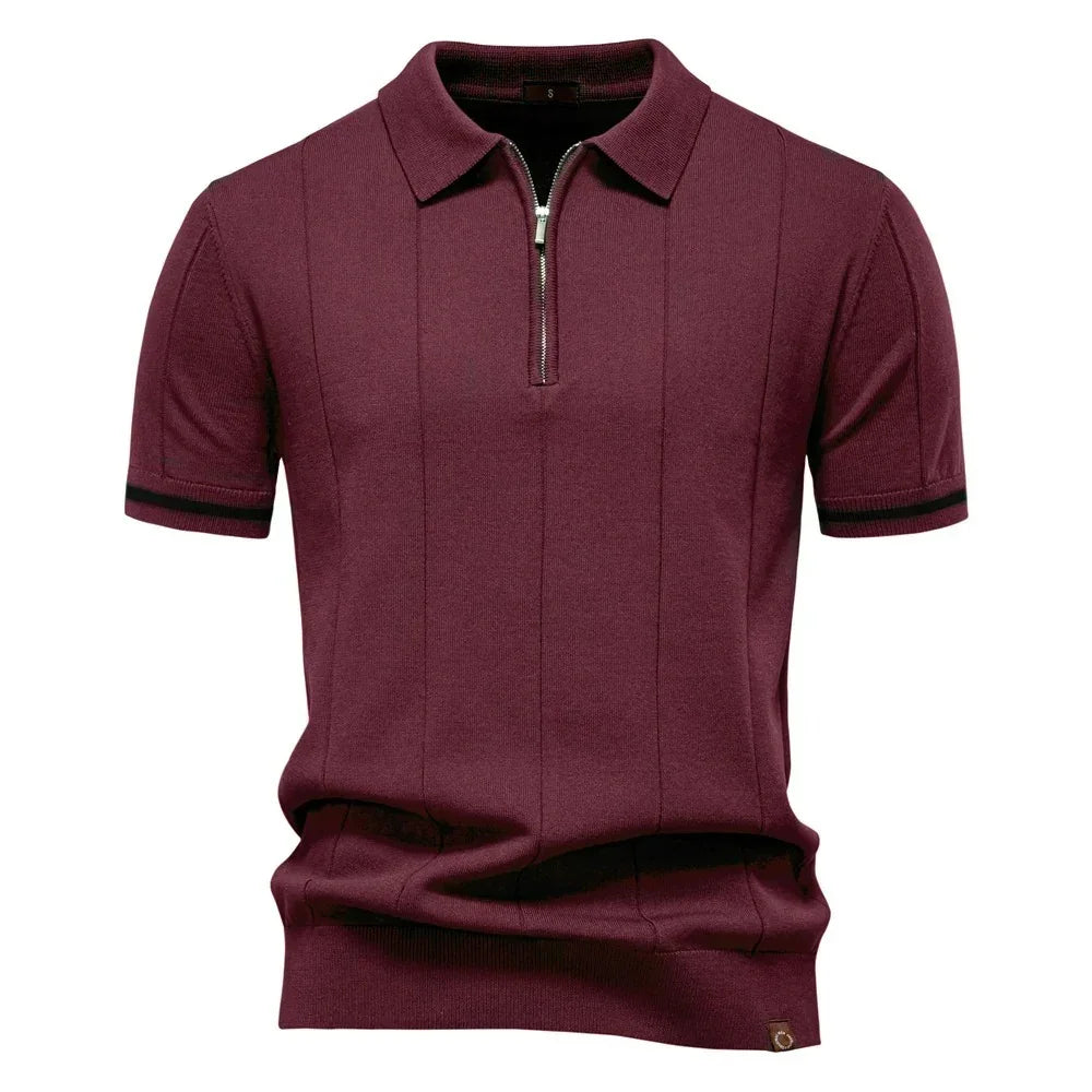 Camisa Polo Masculina Slim Fit Com Meio Zíper Vicenza