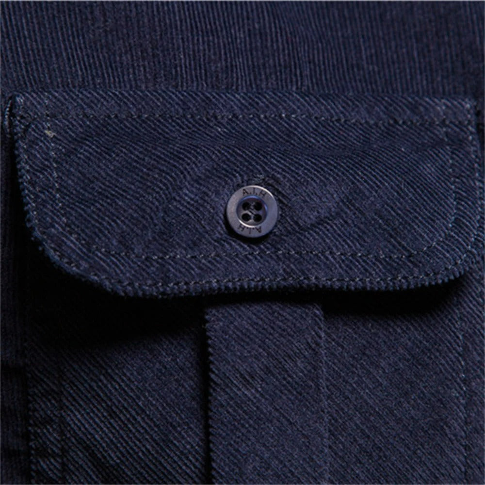 Camisa Masculina de Veludo 100% Algodão Slim Fit Manga Longa Módena
