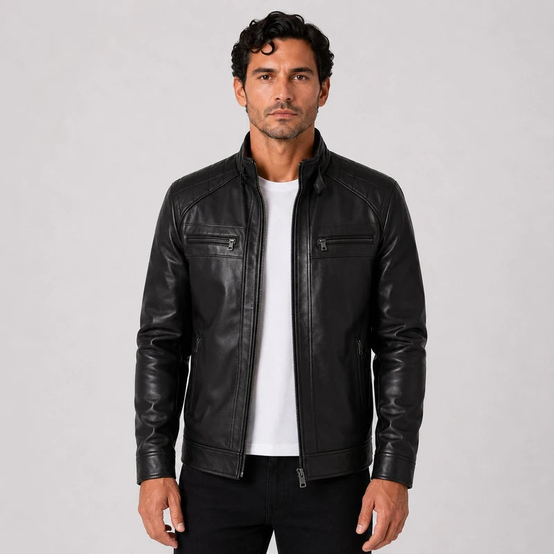 Jaqueta Masculina de Couro Ecológico Slim Fit Torino